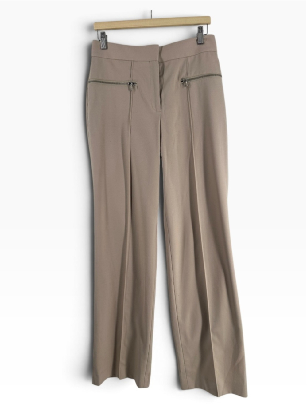 Reiss Miller Wide Leg Trousers wool blend pants neutral minimalist luxury sz 6 - Picture 2 of 13